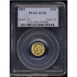 1855 G$1 AU58 PCGS.