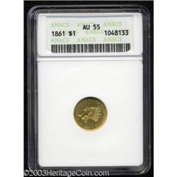 1861 G$1 AU55 ANACS.