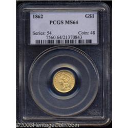 1862 G$1 MS64 PCGS.