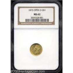 1873 G$1 Open 3 MS62 NGC.