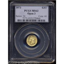 1873 G$1 Open 3 MS63 PCGS.