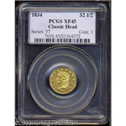 1834 $2 1/2 Classic XF45 PCGS.