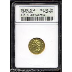 1835 $2 1/2 --Rim Filed, Cleaned--ANACS. AU Details, Net XF40.