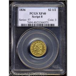 1836 $2 1/2 Script 8 XF40 PCGS.