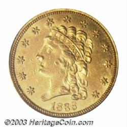 1836 $2 1/2 Script 8 MS62 PCGS.