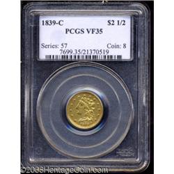 1839-C $2 1/2 VF35 PCGS.