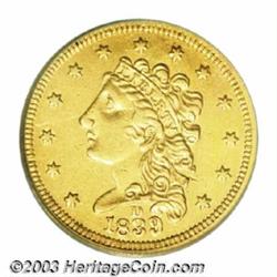 1839-D $2 1/2 AU50 PCGS.