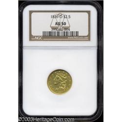 1839-O $2 1/2 AU50 NGC.
