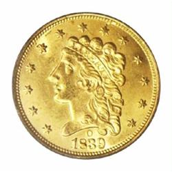 1839-O $2 1/2 MS62 PCGS.