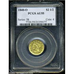 1840-O $2 1/2 AU55 PCGS.