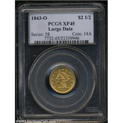 1843-O $2 1/2 Large Date XF45 PCGS.