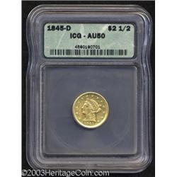 1845-D $2 1/2 AU50 ICG.