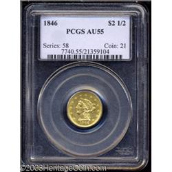 1846 $2 1/2 AU55 PCGS.