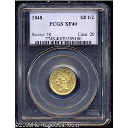 1848 $2 1/2 XF40 PCGS.