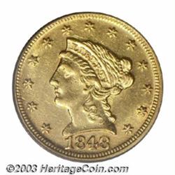 1848-D $2 1/2 AU55 PCGS.