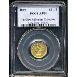 1849 $2 1/2 AU50 PCGS.