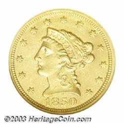 1850-C $2 1/2 --Rim Filed, Cleaned--ANACS. Unc Details, Net AU50.