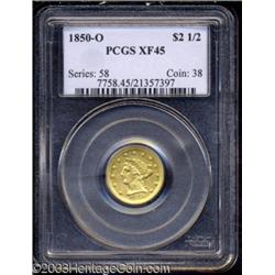 1850-O $2 1/2 XF45 PCGS.