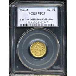 1852-D $2 1/2 VF25 PCGS.