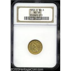 1852-O $2 1/2 AU50 NGC.
