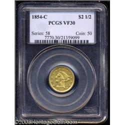 1854-C $2 1/2 VF30 PCGS.