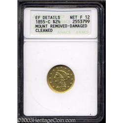 1855-C $2 1/2 --Mount Removed, Damaged, Cleaned--ANACS. XF Details, Net Fine 12.