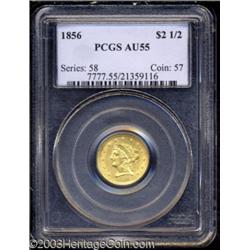 1856 $2 1/2 AU55 PCGS.