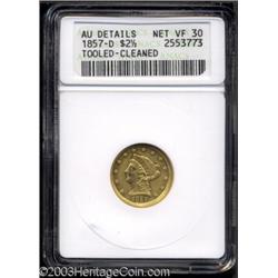 1857-D $2 1/2 --Tooled, Cleaned--ANACS. AU Details, Net VF30.