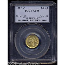 1857-O $2 1/2 AU58 PCGS.