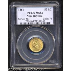 1861 $2 1/2 New Reverse MS64 PCGS.