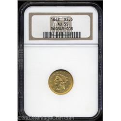 1862 $2 1/2 AU55 NGC.