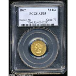 1862 $2 1/2 AU55 PCGS.