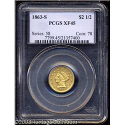 1863-S $2 1/2 XF45 PCGS.