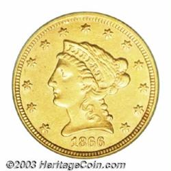 1866 $2 1/2 AU50 PCGS.