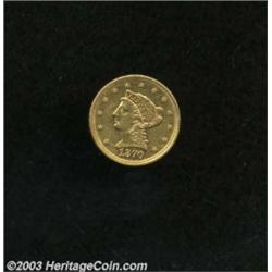 1870 $2 1/2 AU50 Scratched, Cleaned Uncertified.