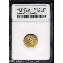 1870-S $2 1/2 --Damaged, Cleaned--ANACS. AU Details, Net VF30.