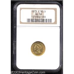 1873-S $2 1/2 AU58 NGC.