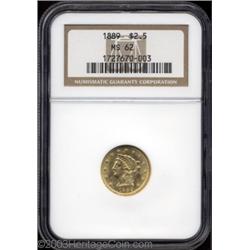 1889 $2 1/2 MS62 NGC.