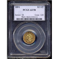 1891 $2 1/2 AU58 PCGS.