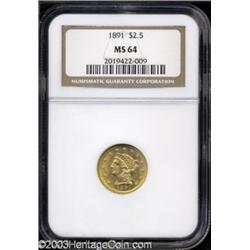 1891 $2 1/2 MS64 NGC.