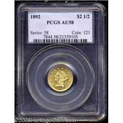 1892 $2 1/2 AU58 PCGS.