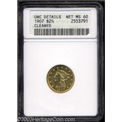 1907 $2 1/2 --Cleaned--ANACS. Unc Details, Net MS60.