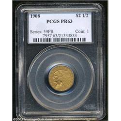 1908 $2 1/2 PR63 PCGS.