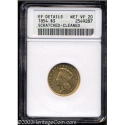 1854 $3 --Scratched, Cleaned--ANACS. XF Details, Net VF20.
