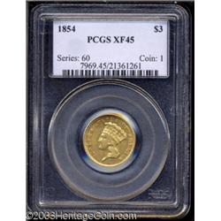 1854 $3 XF45 PCGS.