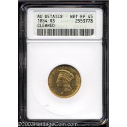 1854 $3 --Cleaned--ANACS. AU Details, Net XF45.