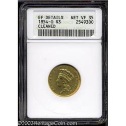 1854-O $3 --Cleaned--ANACS. XF Details, Net VF35.