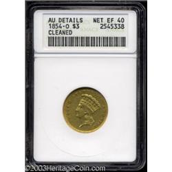 1854-O $3 --Cleaned--ANACS. AU Details, Net XF40.