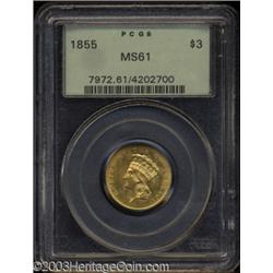 1855 $3 MS61 PCGS.