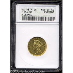 1856 $3 --Cleaned--ANACS. AU Details, Net XF40.
